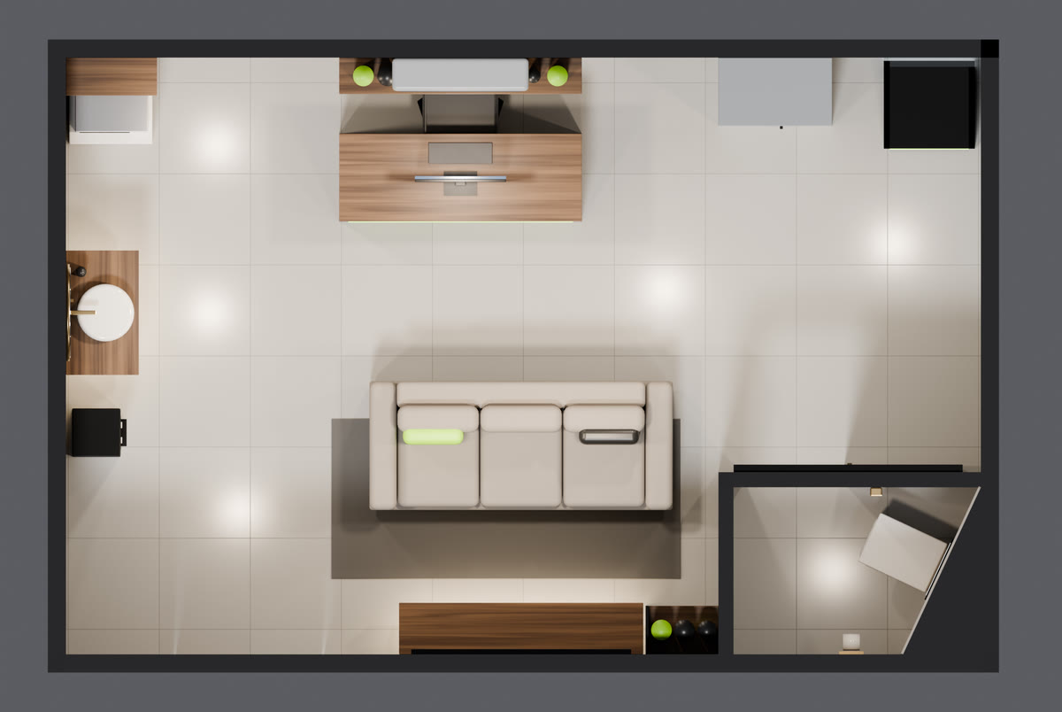 Floor plan of the office seen from above